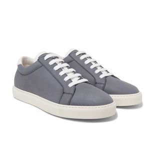 Brunello Cucinelli Apollo Full Grain Leather Trim Nubuck Sneakers Blue Low Top